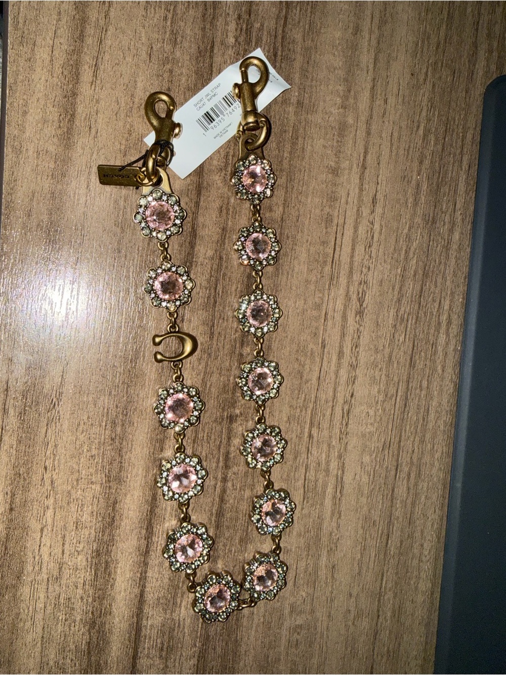 Coach Pink Crystal Floral Detachable Strap with Antique Gold Hardware - Picture 5 of 7